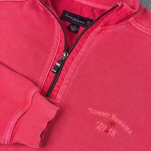 Tommy Bahama TB18 Sweater Mens M Red 1/4‎ Zip Pullover Performance Stretch Golf